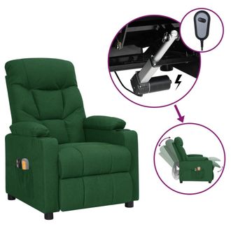 vidaXL Sill&oacute;n De Masaje El&eacute;ctrico Tela Verde Oscuro Vidaxl