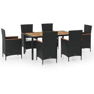 vidaXL Set De Comedor De Jard&iacute;n 7 Piezas Y Cojines Rat&aacute;n Sint&eacute;tico Vidaxl