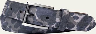 W. Kleinberg Mens Camo-Print Suede Belt