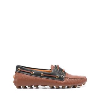 Tod's Tods, Sailor Shoes, female, Brown, Size: 6 1/2 US Camel Brown Lace-Up Moccasins