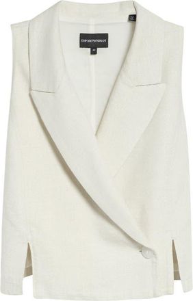 Emporio Armani Peak Lapel Metallic Vest in Ivory at Nordstrom, Size 48