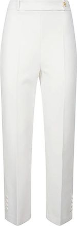 Elisabetta Franchi Broeken, Dames, Wit, L, Leer, Straight Leg Pant