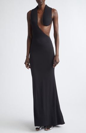 Tom Ford Asymmetric Jersey Gown in Black at Nordstrom, Size 4 Us