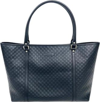 Gucci Pre-owned Vintage Leren Tote Bag - Dames - Vintage Shopper - Zwart - ONE Size - Leer - Vintage