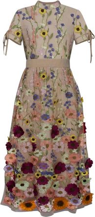 Chic Star Womens 3D Embroidery Applique Dress, Pink/Color, L