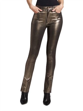 Derek Lam Kyle High Rise Jeans In Metallic Coated
