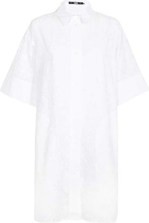 Karl Lagerfeld Katoenen jurk - Dames - Shirt Kleedjes - Wit - 2XS - Katoen - Kleedjes