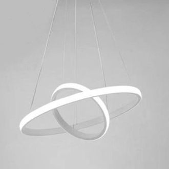 Trade Shop Trade Shop Traesio - Trade Shop - Lampadario Sospeso Led 60w 2 Cerchi Pendente Rotondo Anelli Bianco Luce 6500k 50286