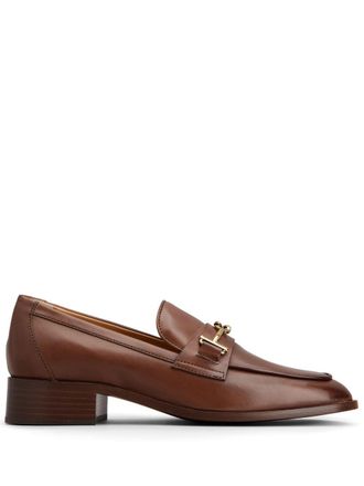 Tod's logo-plaque leather loafers - women - Leather/Leather/Leather - 38.5 - Brown