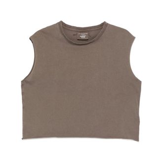 Majestic Filatures Majestic Filatures, Sleeveless Tops, female, Brown, Size: S Logo-embroidered Sleeveless T-shirt