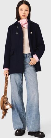 Maje Wool Blend Coat - Navy - Maje