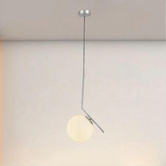 Trade Shop Trade Shop - Copy Of Lampadario A Sospensione Argento Con 2 Sfere In Vetro Bianco Attacco G9 E27 33498