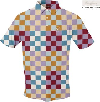 SwingJuice Mens Golf Multi Checker Polo In Ivory