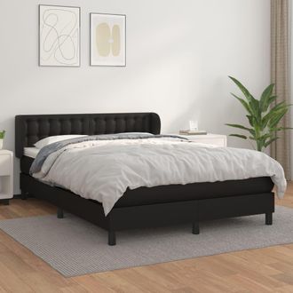 vidaXL Vidaxl - Cama Box Spring Con Colch&oacute;n Cuero Sint&eacute;tico Negro 140x190 Cm
