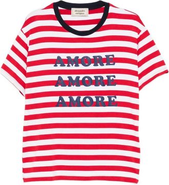 Alessandro Enriquez T-Shirts, female, Multicolor, Size: XS Striped Slogan-Print T-Shirt