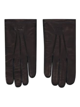 Longchamp topstitch gloves - women - Calf Leather - 9.5 - Black