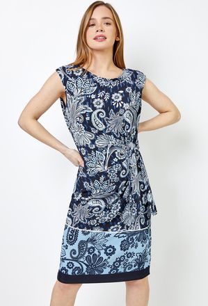 Roman Paisley Print Tie Waist Dress