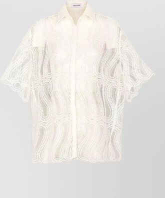 Raquel Diniz bina short sleeve lace shirt detail