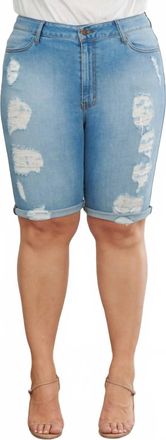 Vibrant M.i.U Distressed Bermuda Shorts - Plus In Blue