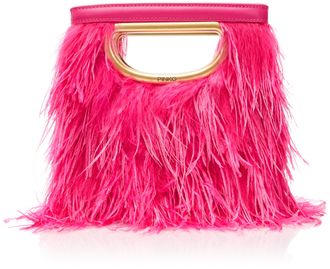 Pinko Square Mini Feathers, Womens Bag, N17Q_Pink Antique Gold, N17q_pink Pinko-antique Gold, 18