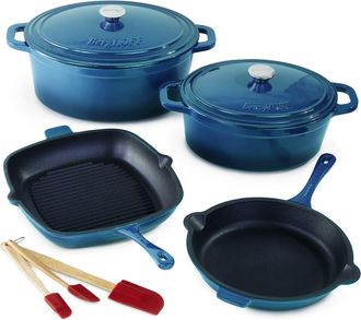 Berghoff Neo Cast Iron 9-Piece Cookware Set in Blue at Nordstrom Rack