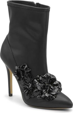 Charles by Charles David Perla Flower Pointed Toe Bootie in Black at Nordstrom, Size 7.5