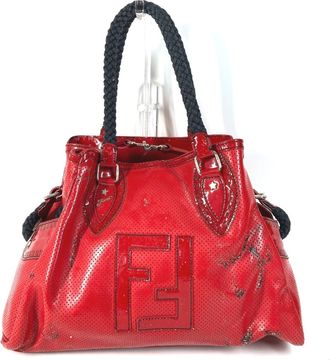 Fendi Black Red Color Shoulder Bag Tote Bag (Pre-Owned)