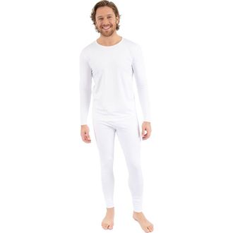 Leveret Mens Solid Thermal Pajama Set in White at Nordstrom, Size Xx-Large