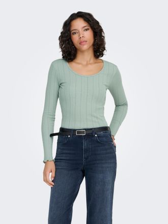 Only Langarmshirt ONLY ONLTENNA O-NECK L/S TOP JRS NOOS, Damen, Gr. XL, jadeite, Jersey, Obermaterial: 50% Baumwolle, 50% Polyester, unifarben, regular fit