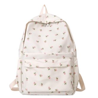 Generic Student Backpack Casual Outdoor Campus Bag Youth Fashion Rose Print School Bag Cool Backpacks for Teenagers Girls School, White, One Size
