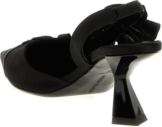 Nensi Dojaka Ruffle Satin Slingback Heel - Black