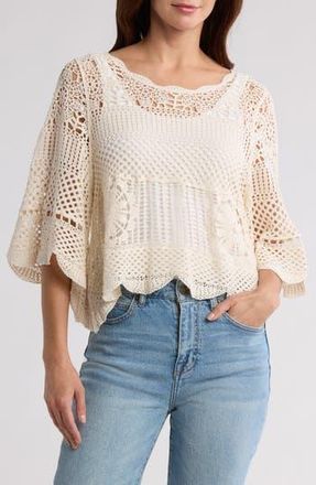 Forgotten Grace Crochet Cotton Top in Natural at Nordstrom Rack, Size Large