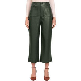 Bagatelle Patch Pocket Faux Leather Crop Wide Leg Pants in Forest Green at Nordstrom, Size 2