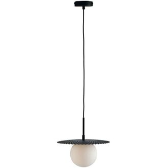 Fan Europe Sospensione chaplin in metallo nero con diffusore in vetro bianco 30 cm