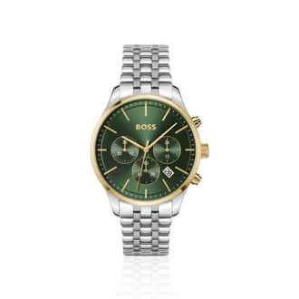 BOSS AVERY Multi-link-bracelet chronograph watch with green dial