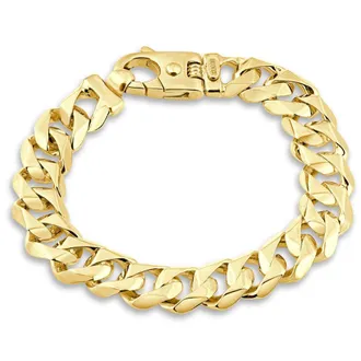 Pompeii3 Mens Cuban Flat Link 14k Yellow Gold 80gram 12.5mm Link Bracelet 8.5