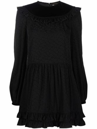 Saint Laurent ruffled paisley-jacquard dress - women - Viscose/Silk/Silk/Cupro - 40 - Black
