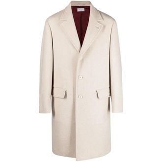 Brunello Cucinelli Mens Off White Single Breasted Coat, Size 46