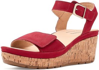 Samuel Hubbard Portola Two-Strap Wedge Womens Dress Sandals Red Nubuck : 7.5 B - Medium, Leather/Suede