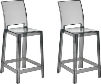 Beliani Beliani - Conjunto De 2 Sillas De Bar Negro Transparente Pl&aacute;stico Taburete Silla Alta Wellington
