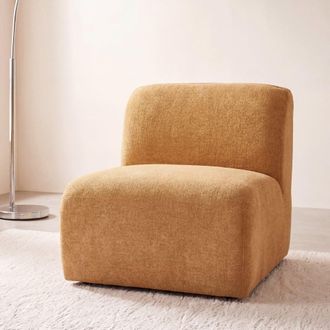 Maisons du monde M&oacute;dulo para sof&aacute; modular de tejido de poli&eacute;ster efecto lino ocre