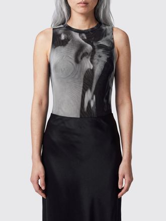Jean Paul Gaultier Top smanicato slim fit in nylon stretch con stampa grafica