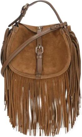 Etro Tassen, Dames, Bruin, ONE Size, Leer, Kleine Pony Tas met Franjes