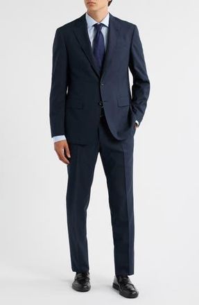 Canali Kei Trim Fit Dark Green M&eacute;lange Textured Wool Suit at Nordstrom Rack, Size 46 Us / 58 Eu Long