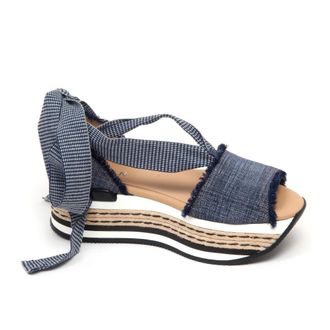 Hogan Flat Sandals, female, Blue, 2 1/2 UK, Jeans Sandal Shoe