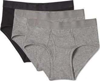 MeMoi Assorted 3-Pack Cool Stretch Cotton Briefs in Black-Gray-Gray at Nordstrom, Size Xx-Large