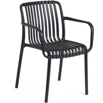 Decorspace Sedia con braccioli da giardino Righe in polipropilene da interno ed esterno -Antracite / Confezione da 6 Pezzi