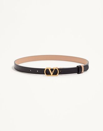 Valentino Garavani Cintura Reversibile VLogo Signature In Vitello Lucido 20 mm Donna NERO/ROSA 065