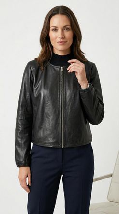 Mauritius Lederjacke MAURITIUS MWYanna, Damen, Gr. 4XL (48), schwarz, Obermaterial: 100% Schafsleder. Futter: 100% Baumwolle. &Auml;rmelfutter: 100% Polyester, unifa