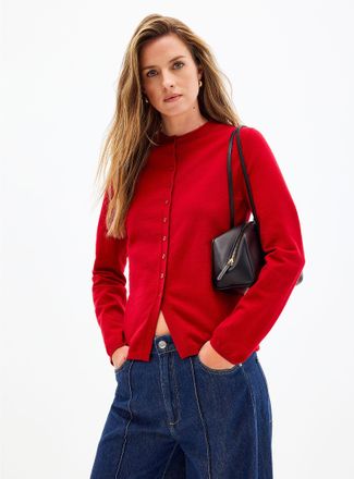 Contemporaine Womens Solid fitted funnel neck Cardigan Sweater